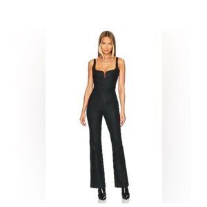 7 For All Mankind Women's Coated Flare Sexy  Stretchy Jumpsuit Size S NWT $398